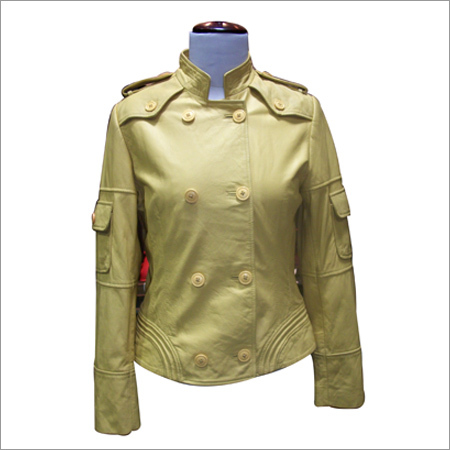 Leather Garments - Genuine Leather S-XL Pale Yellow | Double-Breasted Closure Durable Classic Fit Multiple Pockets Polyester Lining