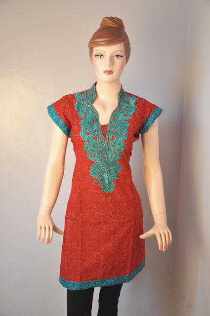 Cotton Chikan Fabric Kurti