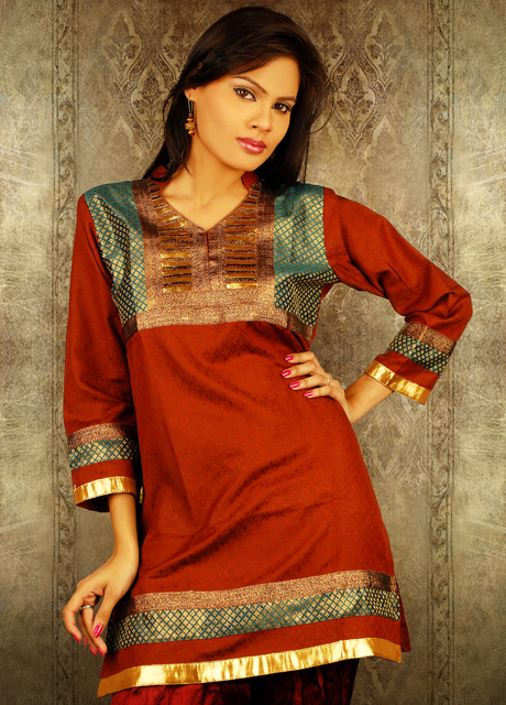 Reshmi Jari Work Kurtis