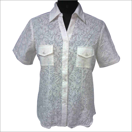 100% Cotton Burn-Out P/L Woven Ladies Shirt