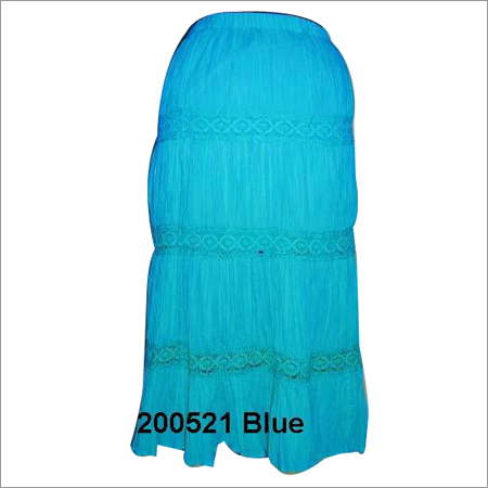 100% Cotton P/L Woven Ladies Long Skirt With Lace