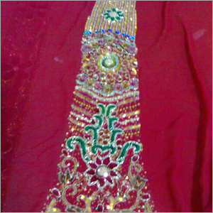 Bridal Wear - Silk, Red, Customizable Size | Hand-Stitched Embroidery, Elegant Design, Lightweight, Handcrafted Detail
