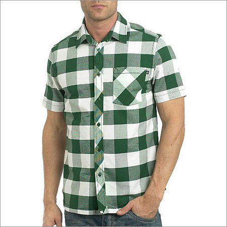 Green And White Mens Fancy Shirts