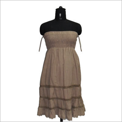 High Quality Ladies Dresses - Cotton, Sizes S-XL, Beige | Stylish Design, Comfortable Fabric, Strapless Midi