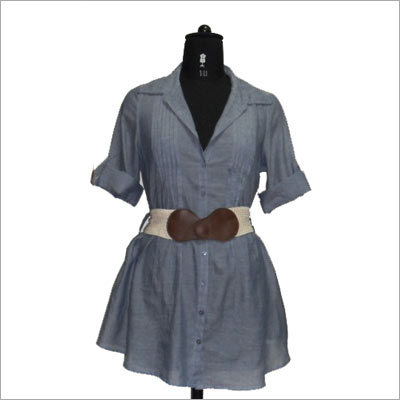 Women Shiirt - Cotton Blend, Light Blue, Mini Length | Button-Down Closure, Stylish Design, Comfortable Fit