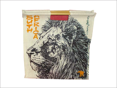 South African Lion Head Big Shopper with Bamboo Ha
