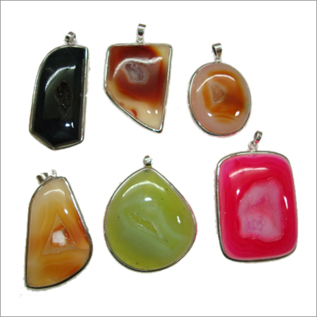 Silver Opaque Stone Pendants