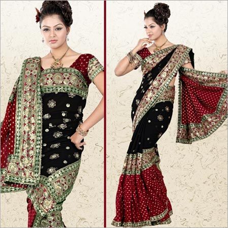 Maroon Viscose Saree with Blouse