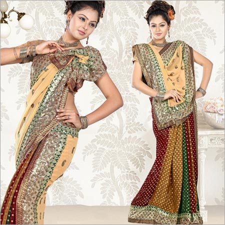 Mulitcolor Viscose Saree with Blouse