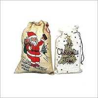 Jute Christmas Bags - Various Sizes, Beige Color | Attractive Design, Eco-friendly, High Load Capacity, Customizable Printing, Reusable