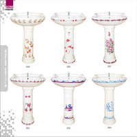 Multi Color Sticker Design Wash Basin Pedestal