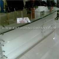 Acrylic Table - Polished Finish, Rectangular Shape With Glass Top And Metal Features | Ideal For Board Rooms And Interior Decor Enhancement
