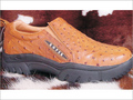 Emu Leather Shoes - Emu Leather, Sizes 6-13, Brown, Rubber Sole | Slip-on, Soft Flexible Leather, Durable, Elegant Pattern