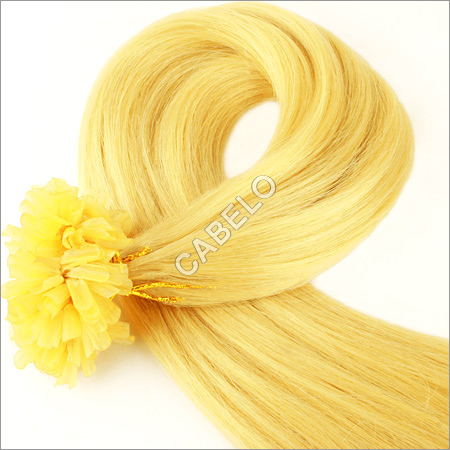Yellow Keratin Human Hair Extensions