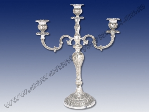 Grapes Embossed Three Vase Candle Holder - Brass, 33x13x40 cm, Silver Plated | Three Holders, Elegant Design, Durable Material