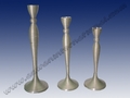 Ribbed Embossed Candle Holder Set - Brass Pewter Finish, 31/26/22cm, 3 Pieces | Elegant Durable Versatile Design