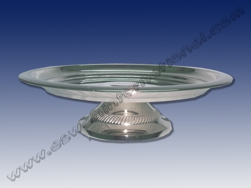 Round Platter - Brass Sheet 30cm Diameter, 8cm Height, Bright Nickel Plated Finish, Elegant Durable Design