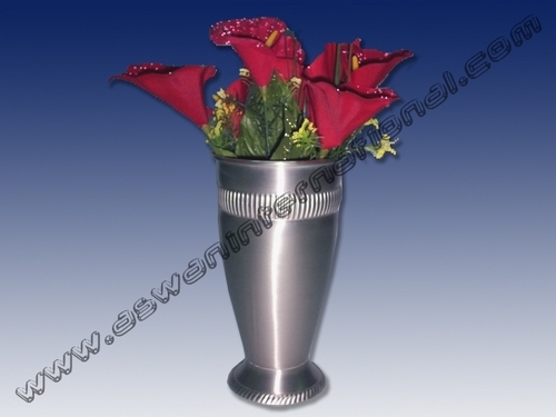 Lining Flowerpot - Brass Sheet, 23.5x12.5 Cms, Pewter Plated | Elegant Design, Durable Material, Silver Color