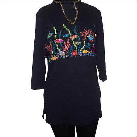 Black & Red Floral Tops
