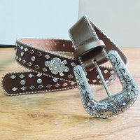 40MM Leather Belt with Shiny Ornament (#004)