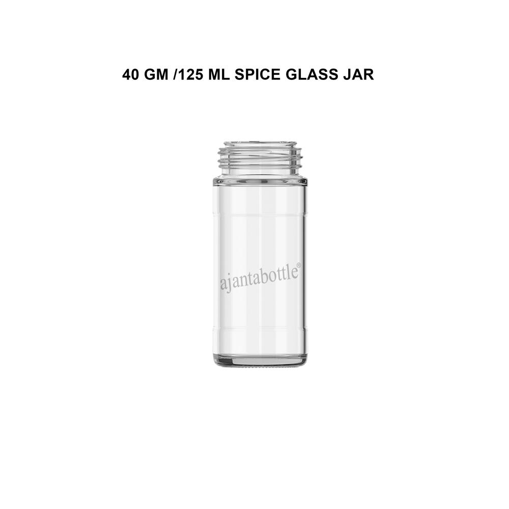 40 Gm/125 Ml Spice Glass Jar 42 Mm Special Neck - Clear Glass, 125 Ml Capacity, 46.70 Mm Diameter, Non-toxic, Lead-free, Dishwasher Safe, Microwave Safe