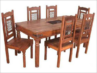Dining Set - Sheesham Wood, 60x36x30 Inches Table, Brown | Spacious Table, Six Chairs, Traditional Style, Easy Assembly
