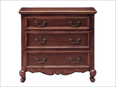 Antique Nightstand - Wood, 36x18x24 Inches, Dark Brown | Three Drawers, Brass Hardware, Elegant Storage