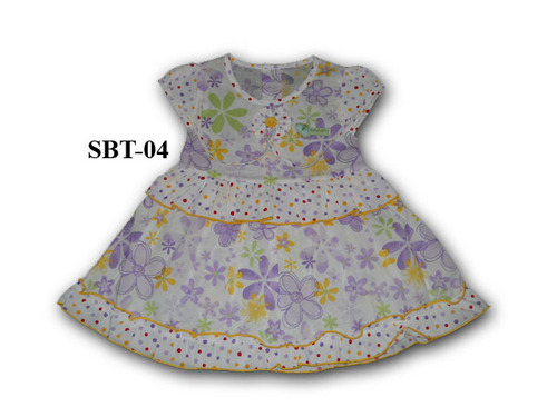 Trendy Baby Frocks - Pure Cotton, Size 2-12 Years, White | Sleeveless, Durable Elastic, Floral Print, Easy Wash