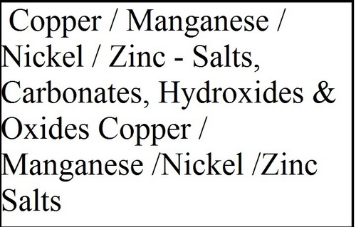 Copper / Manganese / Nickel / Zinc - Salts Carbon