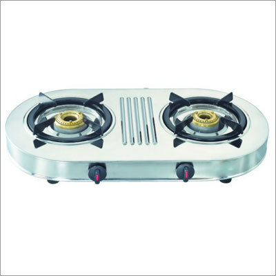 Double Gas Burners Stove - Steel, Silver, Dual Burners | Easy Cleaning, Durable, Efficient Cooking, Compact Design