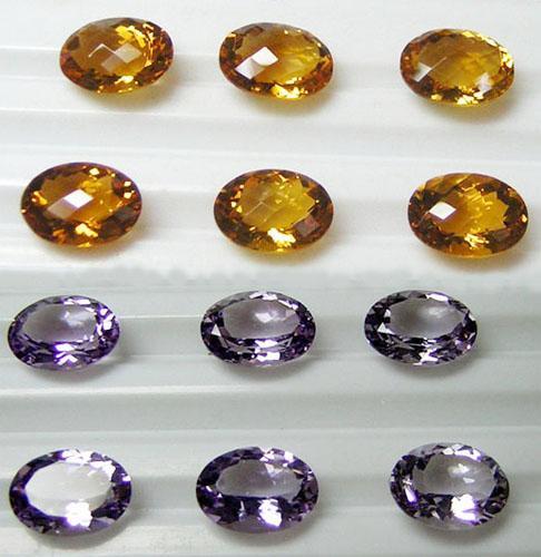 Amethyst and Citrine Faceted Stones