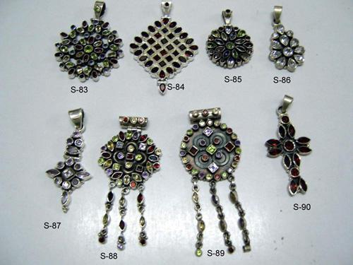 Cut Stone Silver Pendant