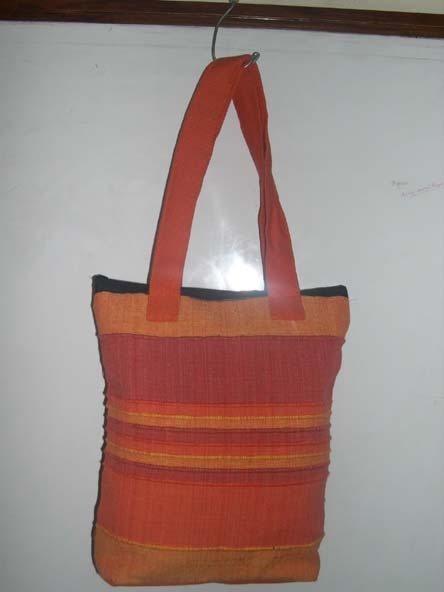 Canvas Bags - Canvas, 14x12x4 inches, Orange | Zipper Closure, Multicolored Embroidery, Sequin Accents, Cotton Webbing Handles, Handmade, Eco-Friendly Tote