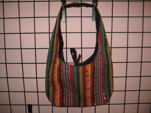 Canvas Bags - Canvas 16x12x4 inches Multicolor, Drawstring Closure, Handcrafted Embroidery & Sequin Accents