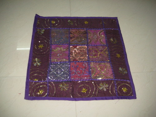 Rajasthani Bags - Fabric 12x12 Inches Purple, Handcrafted Sequins Embroidery Patchwork