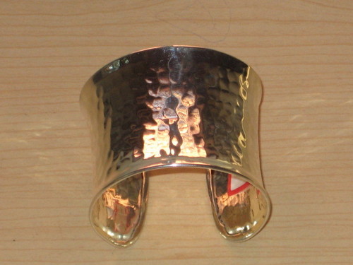 Cuffling - Brass 60x40mm Gold, Hammered Finish | Handcrafted Stone Accents, Stylish Wrist Adornment
