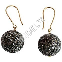 15 mm Ball Pave Diamond Earrings