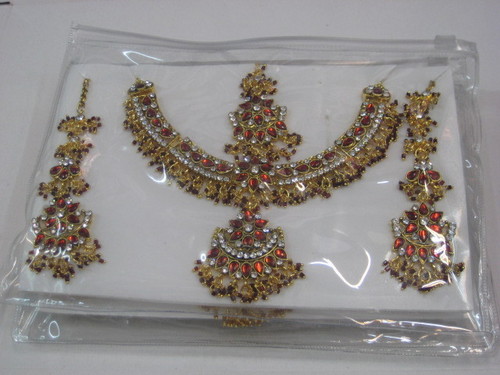 Zercon Stone Sets - Metal, Variable Dimensions, Assorted Colors | Elegant Party Wear Necklace & Earrings Set
