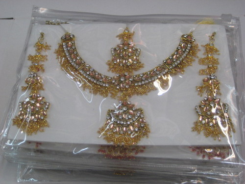 Zercon Stone Sets - Stone & Metal, Necklace 40-45 cm, Gold, Earrings 5-7 cm | Elegant Party Wear, Assorted Colors, Durable