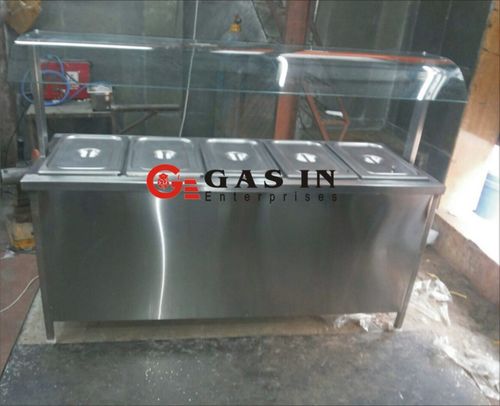 Bain Marie Counter - Stainless Steel, 72x30x34+18 inches | Sturdy Design, Negligible Maintenance, Long Service Life, Optimal Functionality