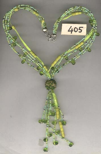 Necklace - Glass Beads 18 Inches, Multi-Strand Silver Tone Clasp, Assorted Colors, Pendant Included