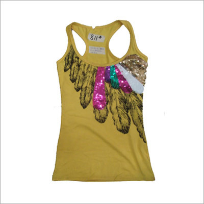 Single Jersey Printed Top with Sequins