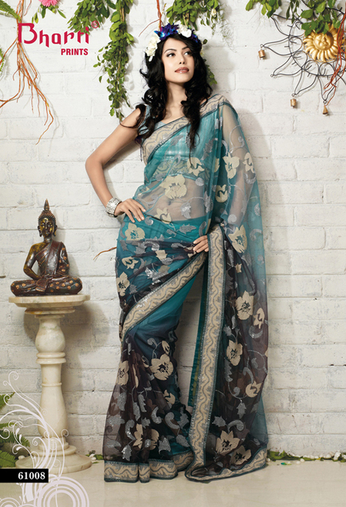Designer Full Net Sarees