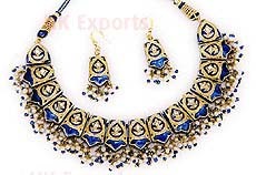 Lac Necklace - Lac and Pearls, 16-18 Inches, Blue | Elegant Design, Durable Material, Statement Style