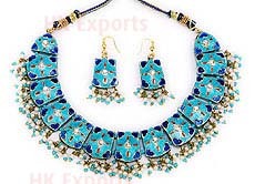 Lac Necklace - 16-18 Inches Blue Lac Beads, Adjustable Closure, Elegant Ethnic Style, Durable, Sophisticated Look