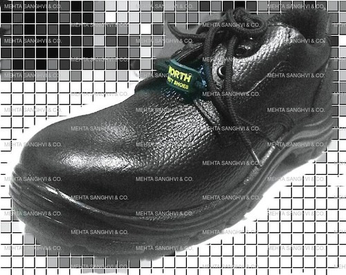 PU Sole Safety Shoes - PU Leather, Lace Style, Black | Anti Skid, Anti-Static, Heat Resistant, Shock Proof, Men's Insole