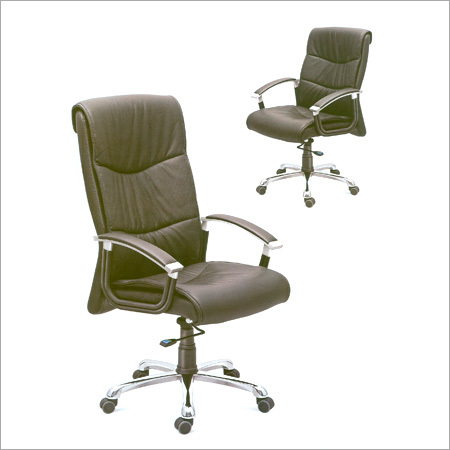 Executive Series - Leather & Steel, 30x28x40 Inches, Brown | Ergonomic Design, Adjustable Height, Swivel Base, Smooth Rolling, Easy Assembly