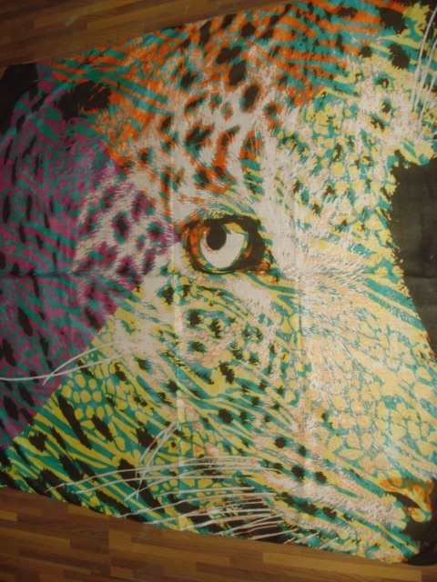 Satin tiger face printed scarf