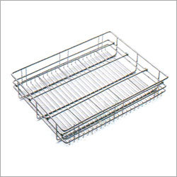 Glass Drawer Basket - Stainless Steel, 15-21x20-24x4-6 Inches, Double Layer, Polished, Sturdy Build, Easy Access