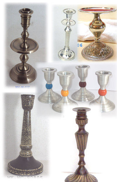 पीतल एल्यूमीनियम लकड़ी मोमबत्ती धारक और स्तंभ होल्ड